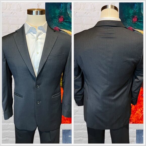 Burberry London 39S Charcoal Gray Super 100s Blazer Sport Coat Jacket - Picture 6 of 14